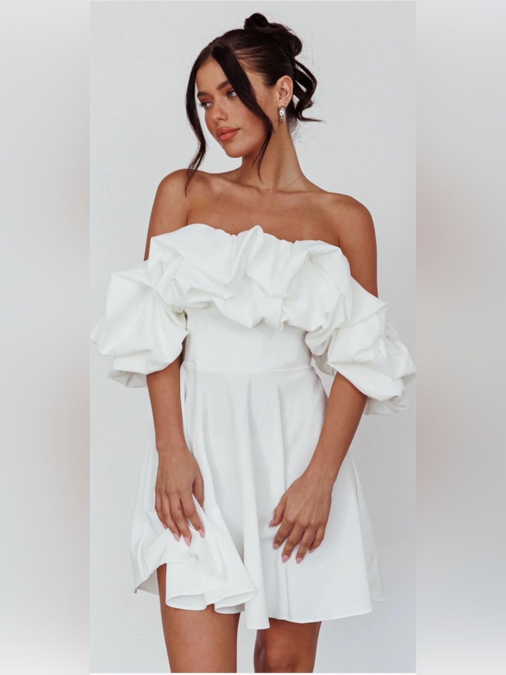 Kailynn Off-Shoulder A-Line Mini Dress White